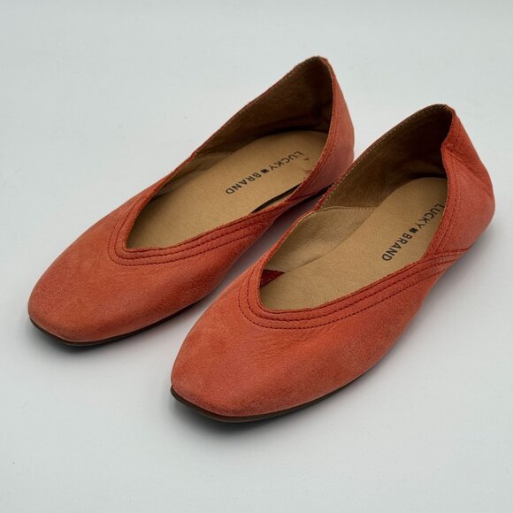 Lucky Brand Womens Leather Ballet Flats Coral Lightweight Retro Preppy Size 6 - Picture 1 of 7